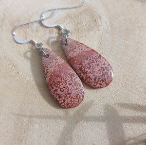 Pink ocean jasper gemstones dangle earrings, gemstones earrings